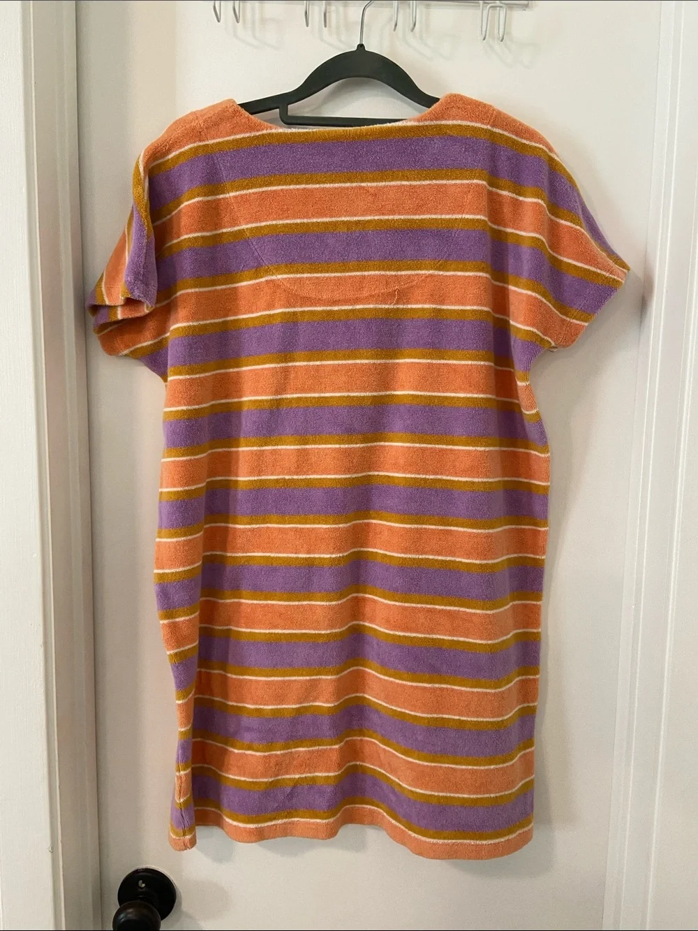 Munster Kids Girls' Orange & Purple Striped Short Sleeve terrycloth swim coverup